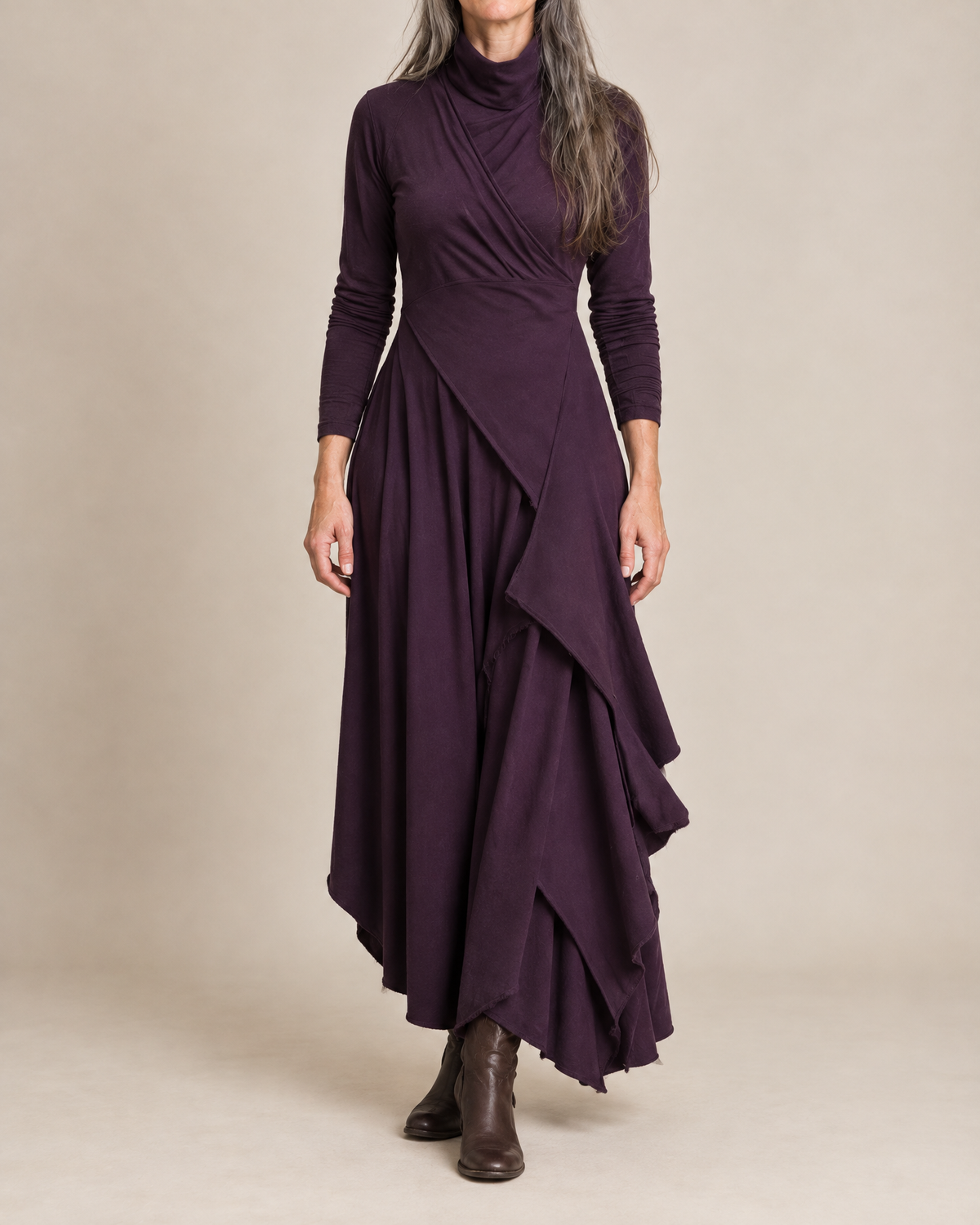 Sylvana | Draped Turtleneck Maxi Dress