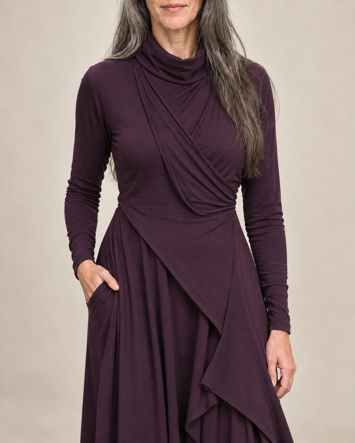 Sylvana | Draped Turtleneck Maxi Dress
