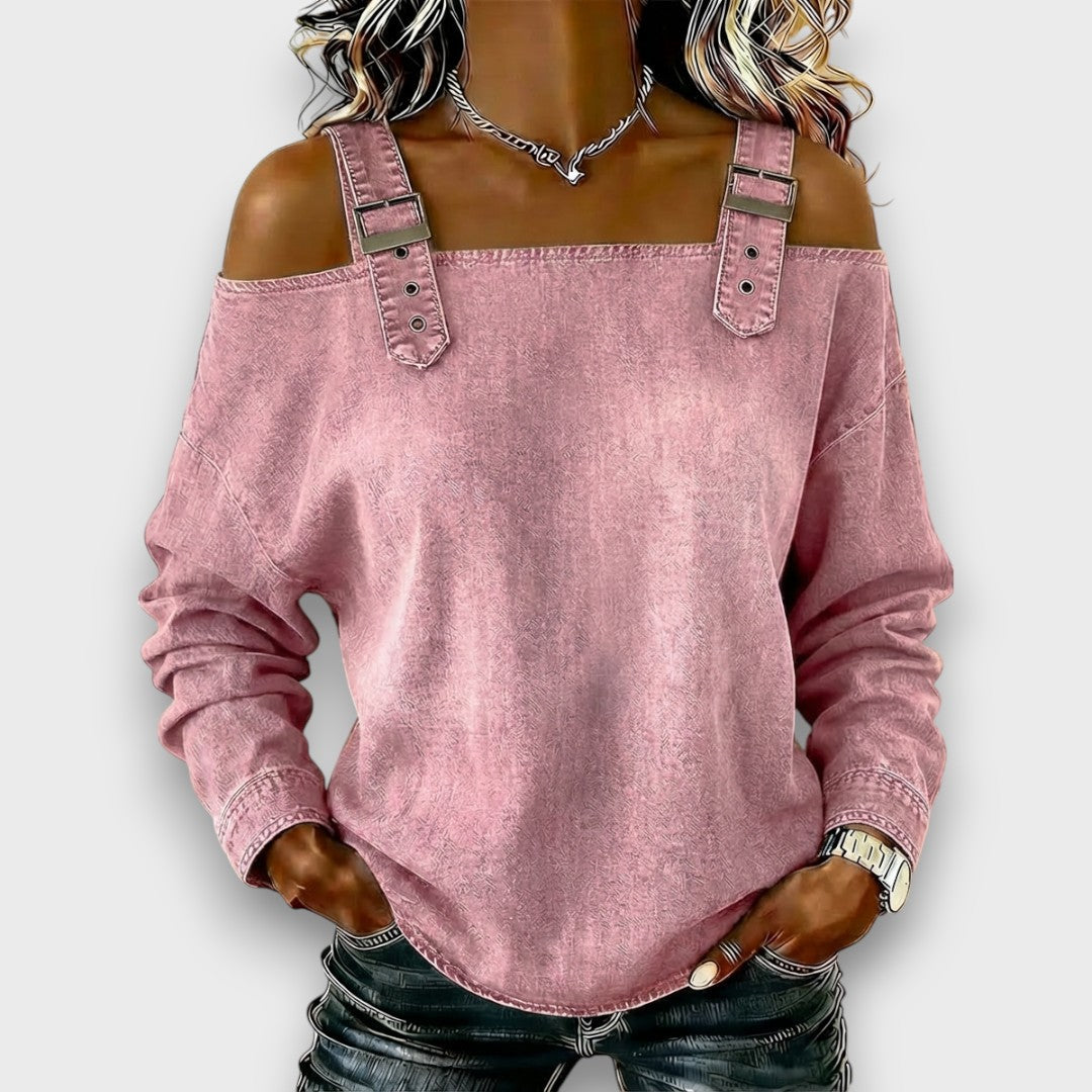 Everly | Cold-Shoulder Buckle-Strap Top