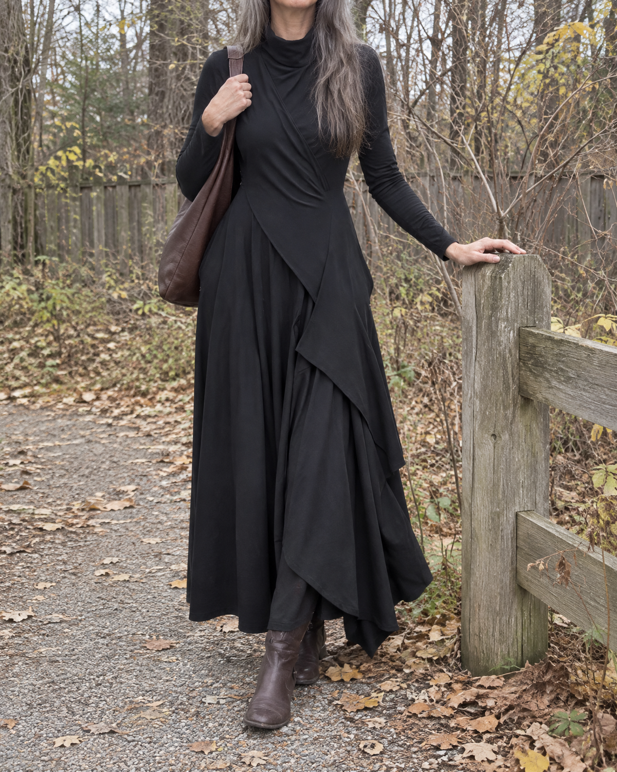 Sylvana | Draped Turtleneck Maxi Dress