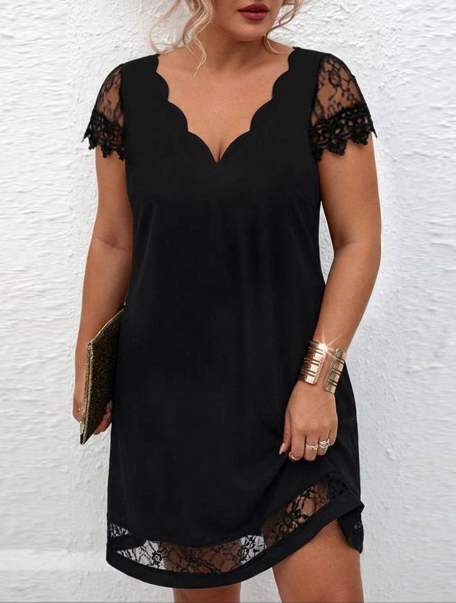 Ashley | Lace Sleeve Midnight Grace Dress