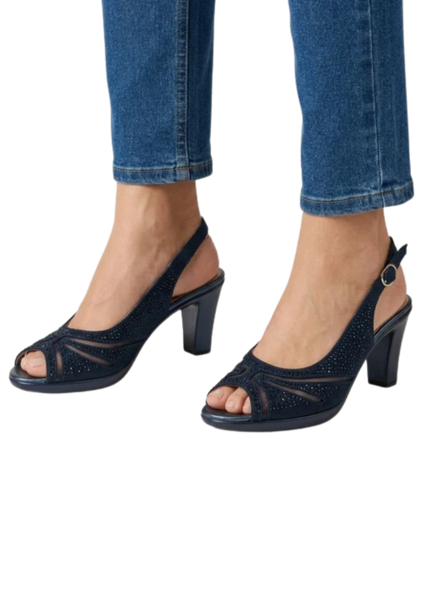Heather™ | Elegant Rhinestone Peep Toe Slingback Heels