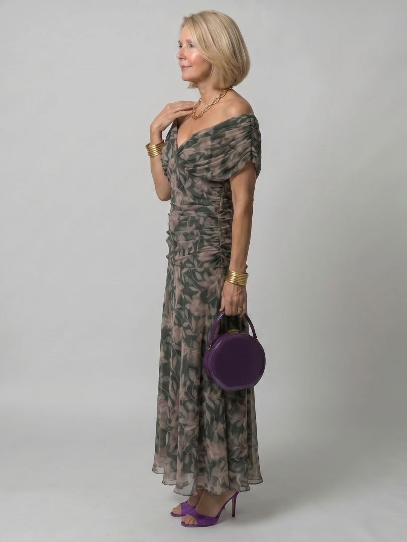 Violet & Grace™ | Off Shoulder Flow Midi Dress