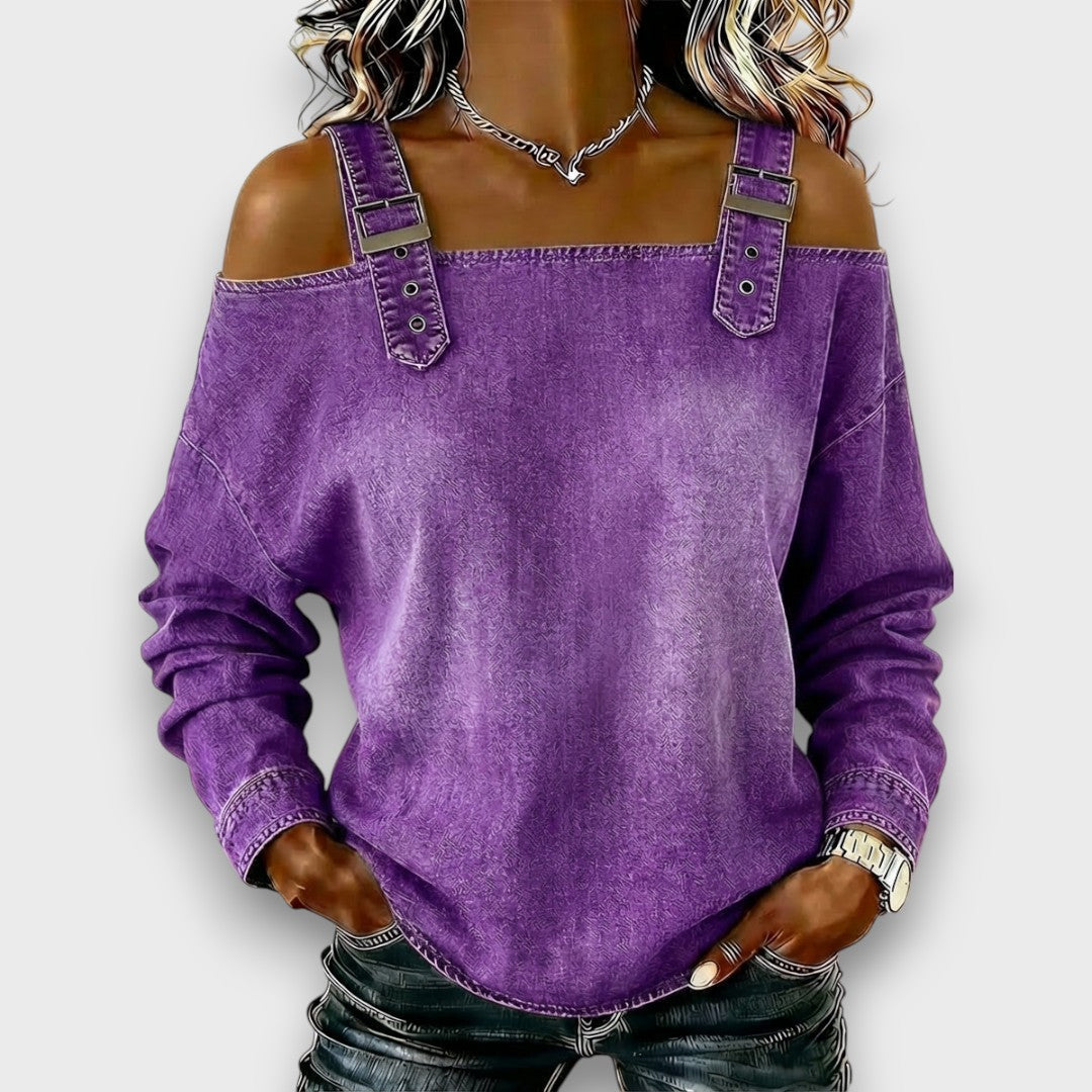 Everly | Cold-Shoulder Buckle-Strap Top