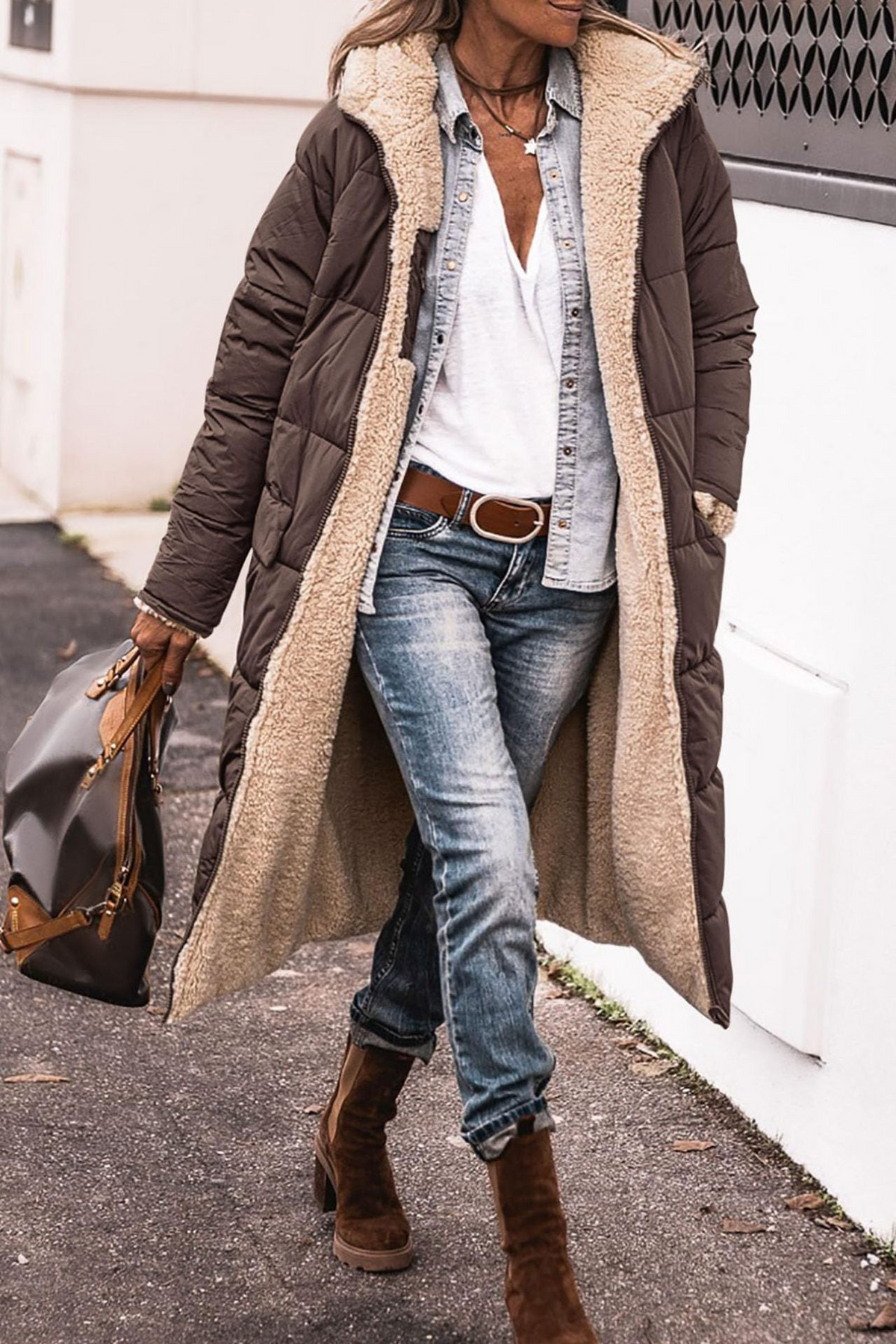 Sofia – Reversible Longline Quilted Coat