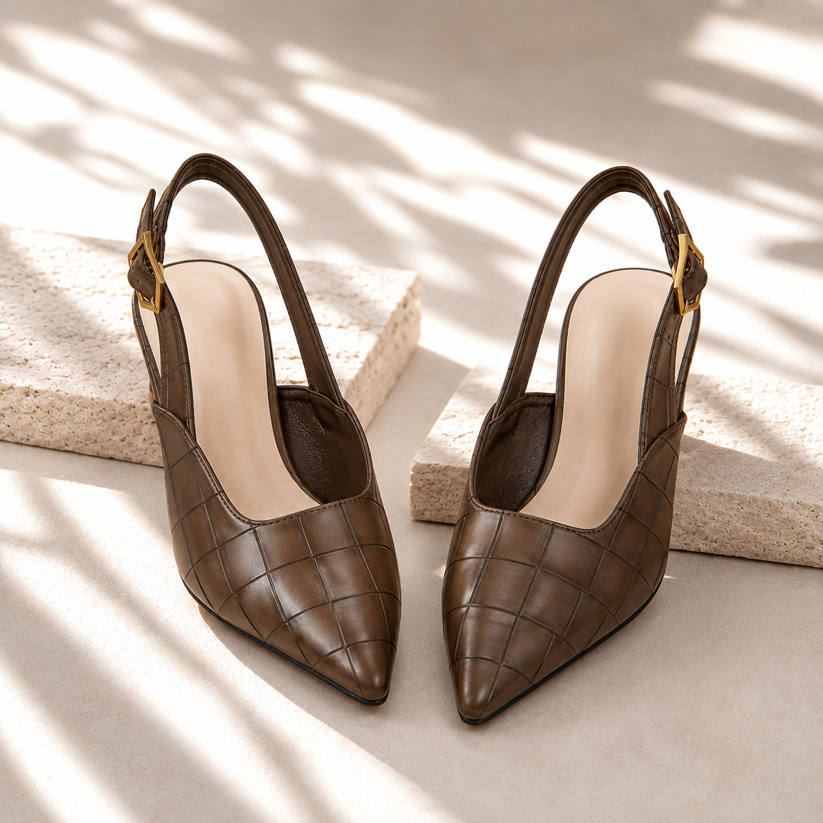 Lisbon Croc Kitten Heels
