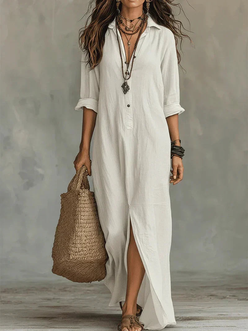Celine™ | Black Maxi Dress with Buttons