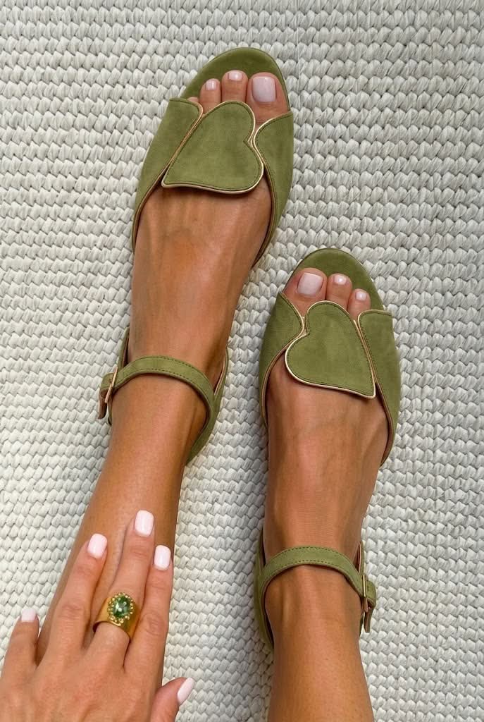 Ilya - Pink Open-Toe Sandals with Ankle Strap and Heart Detail