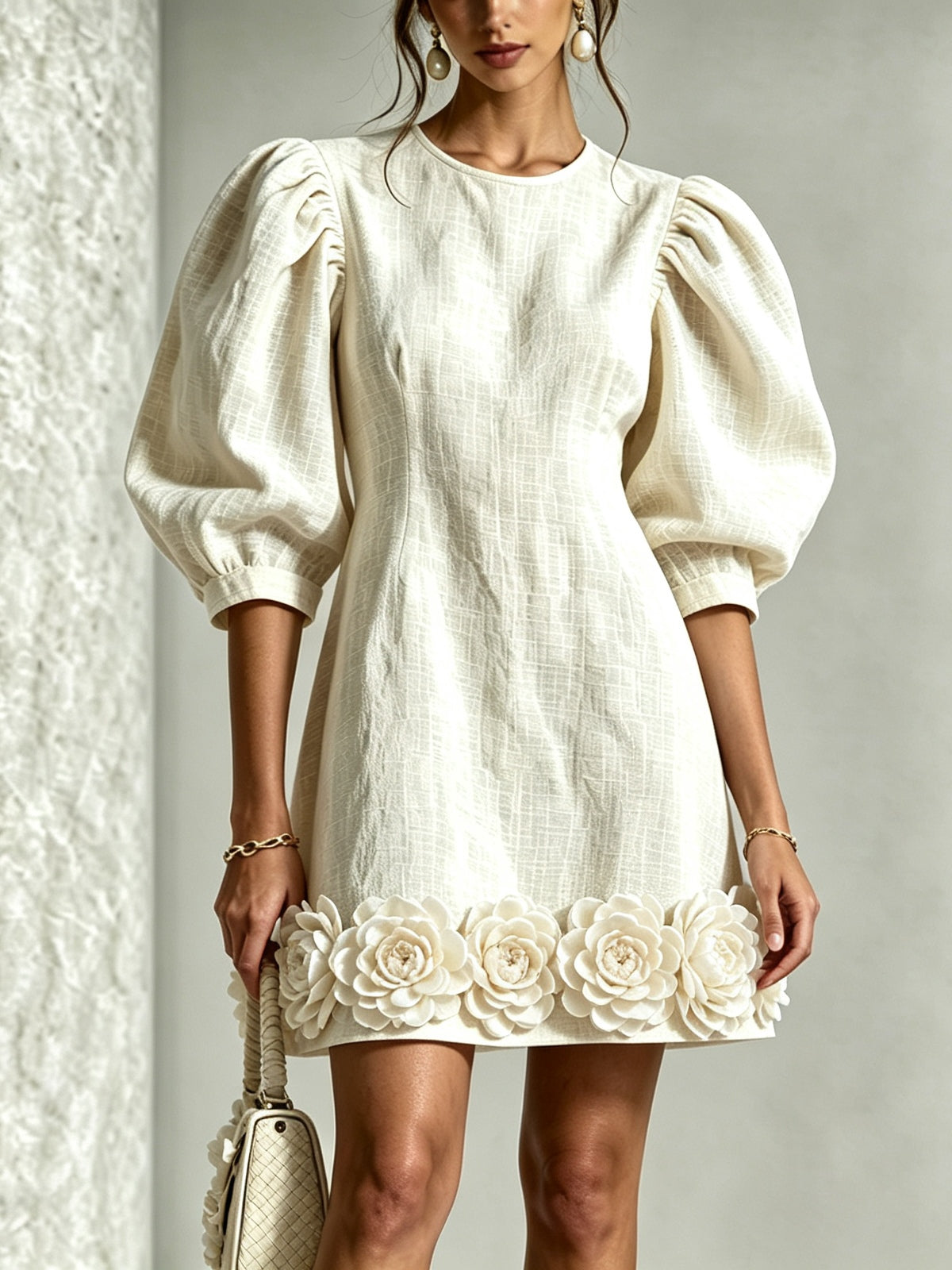 ALINA | FLORAL PUFF-SLEEVE MINI DRESS