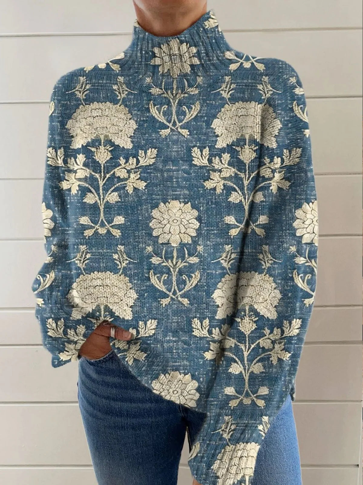 Isla - Retro Floral Turtleneck