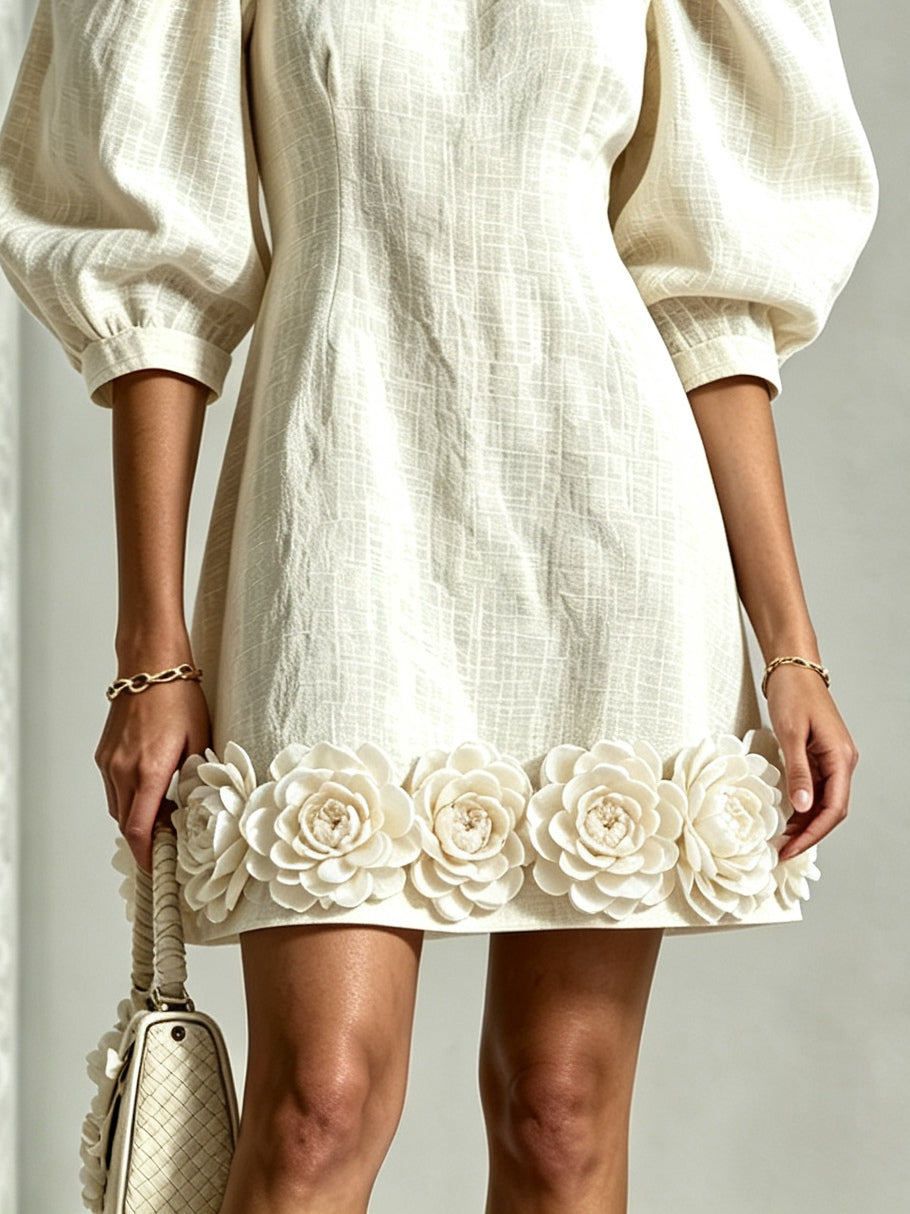 ALINA | FLORAL PUFF-SLEEVE MINI DRESS