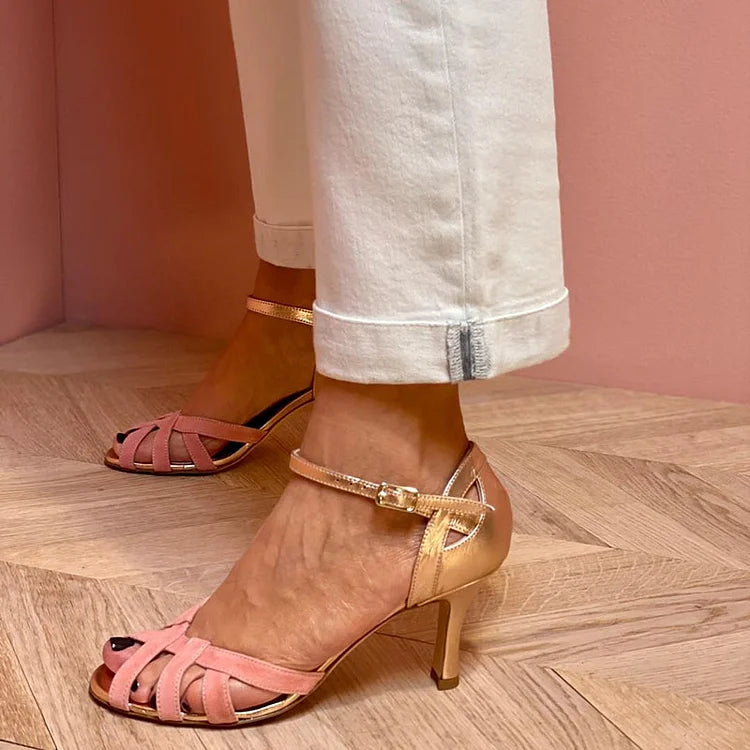 Nelia - Color Block Cut-Out Peep-Toe Stiletto Heels