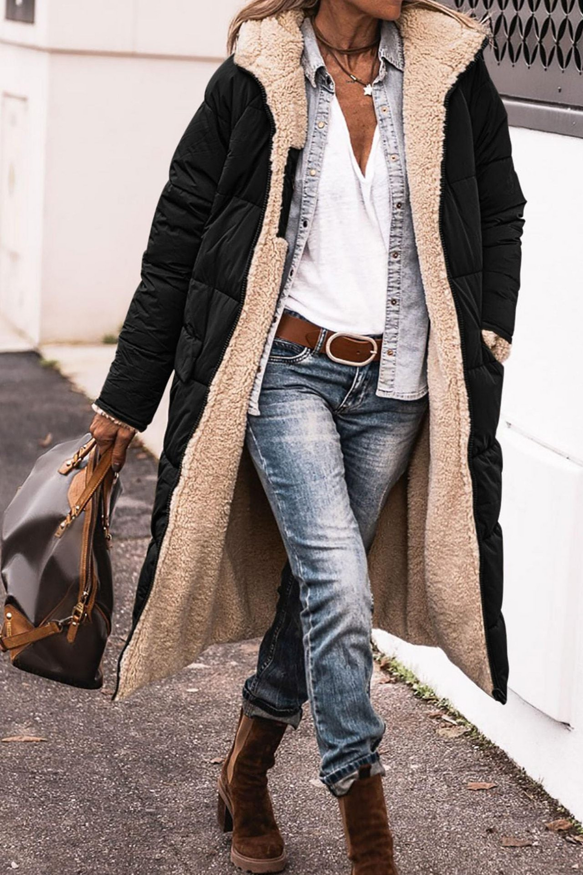 Sofia – Reversible Longline Quilted Coat