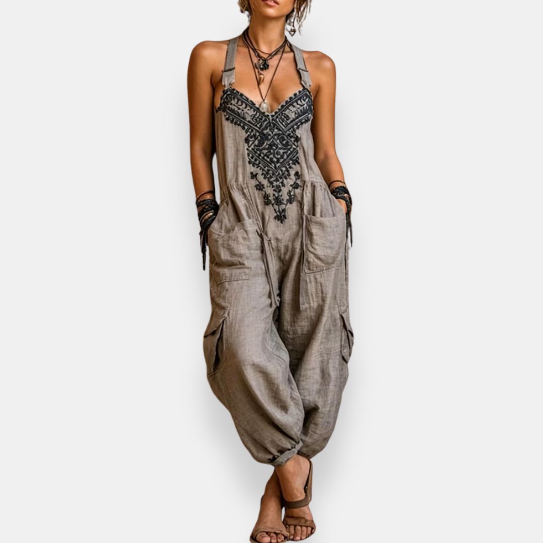 Patrice™ | Embroidered Boho Harem Jumpsuit