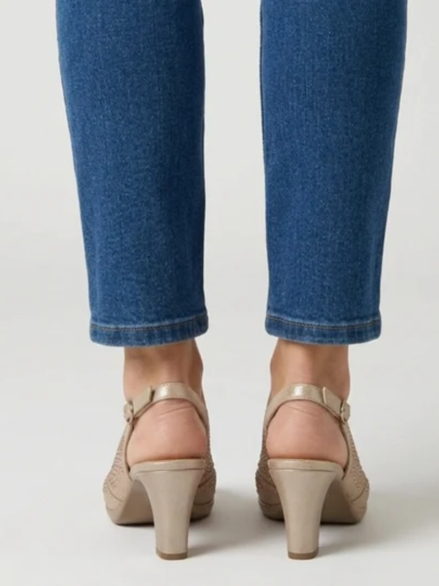 Heather™ | Elegant Rhinestone Peep Toe Slingback Heels