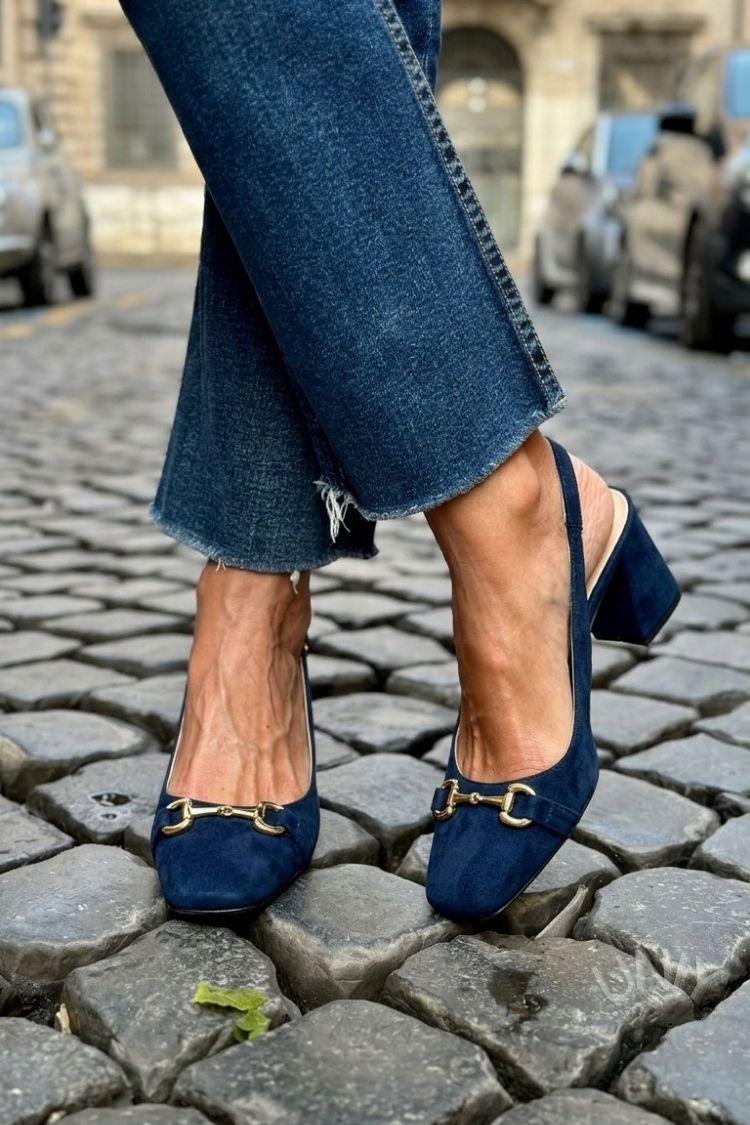 Xia - Olive Suede Slingback Block Heels