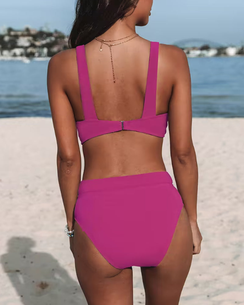 Claire - High-Waisted Solid Swimsuit