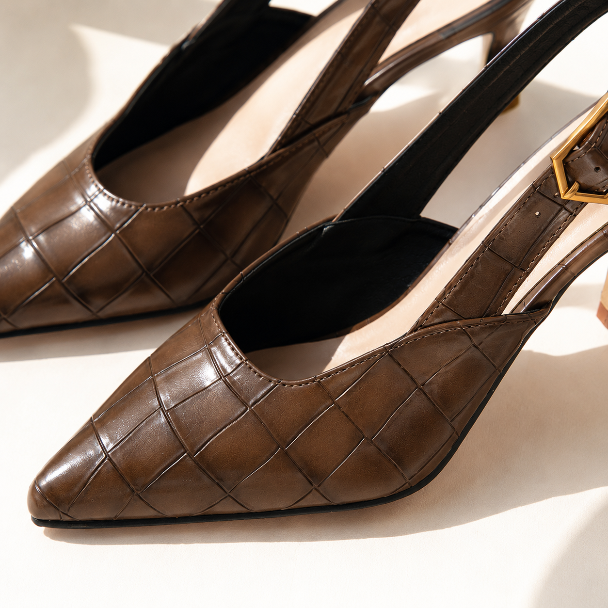 Lisbon Croc Kitten Heels