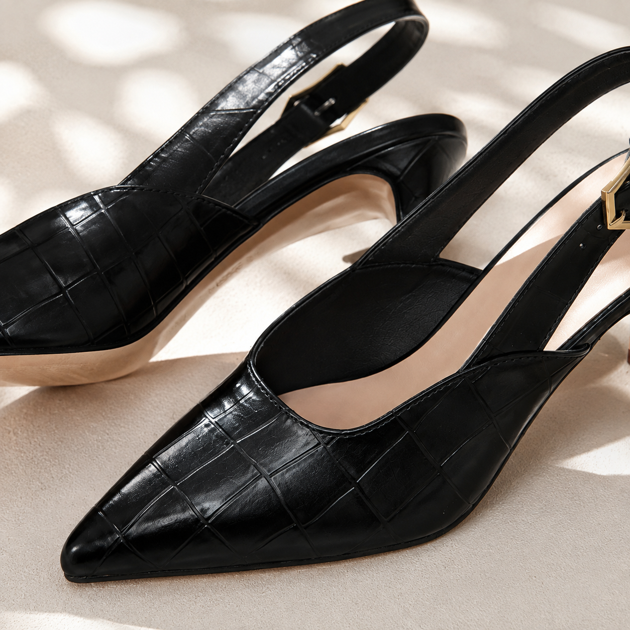 Lisbon Croc Kitten Heels