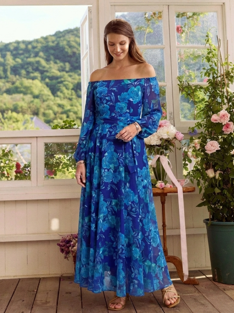 Violet & Grace™ | Off Shoulder Floral Maxi Dress