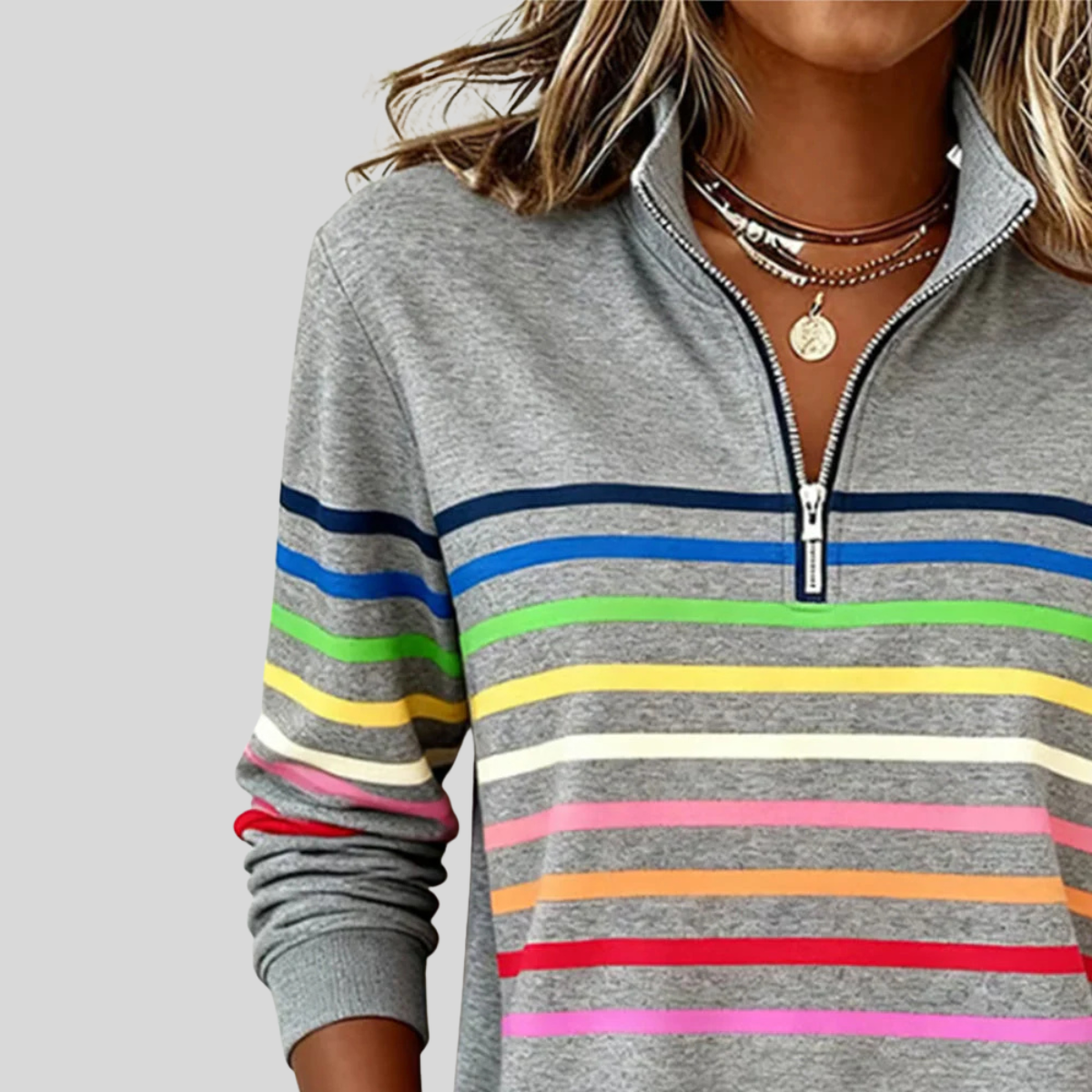 Carmen Striped Quarter-Zip Sweatshirt
