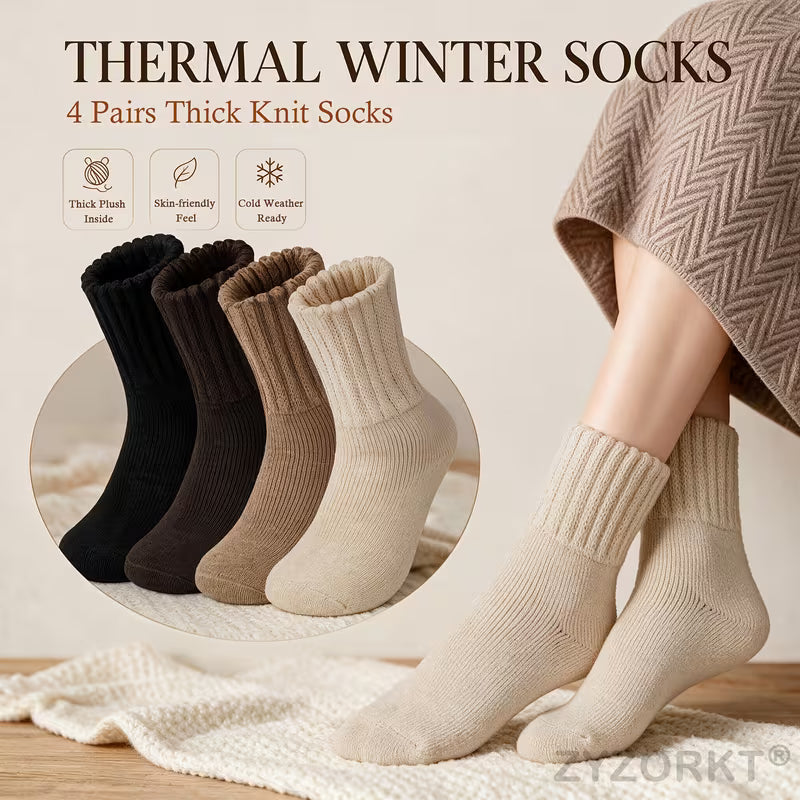 Avery – Thermal Fleece Winter Socks | 4 Pairs