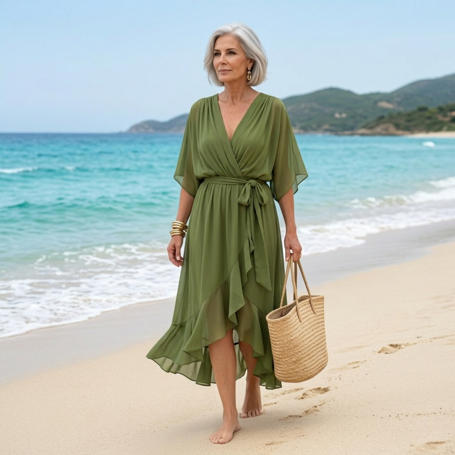 Opal™ | V-Neck Elegant Midi Dress