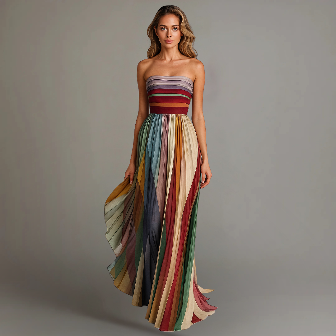 ISABELLA | STRAPLESS PLEATED MAXI DRESS