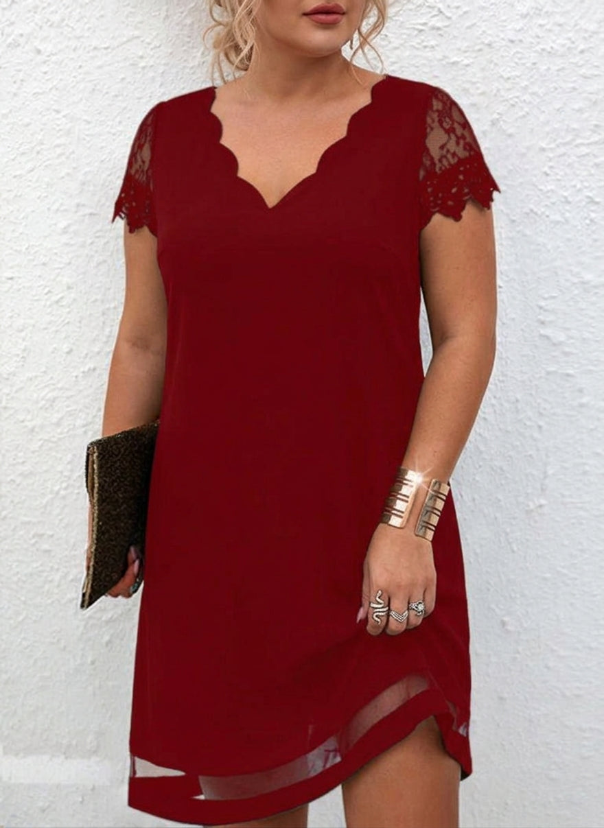 Scarlette | Lace Sleeve Ruby Elegance Dress