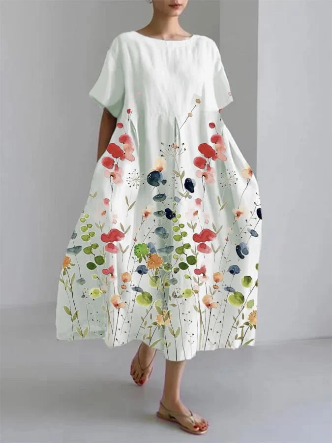 Marguerite Fields | Watercolor Floral Summer Dress