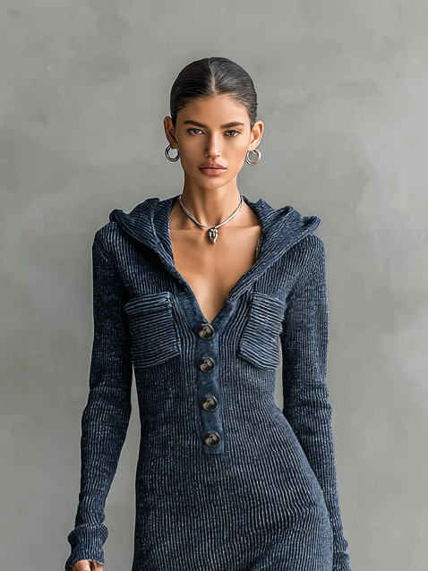 Sienna – Hooded Knit Maxi Dress