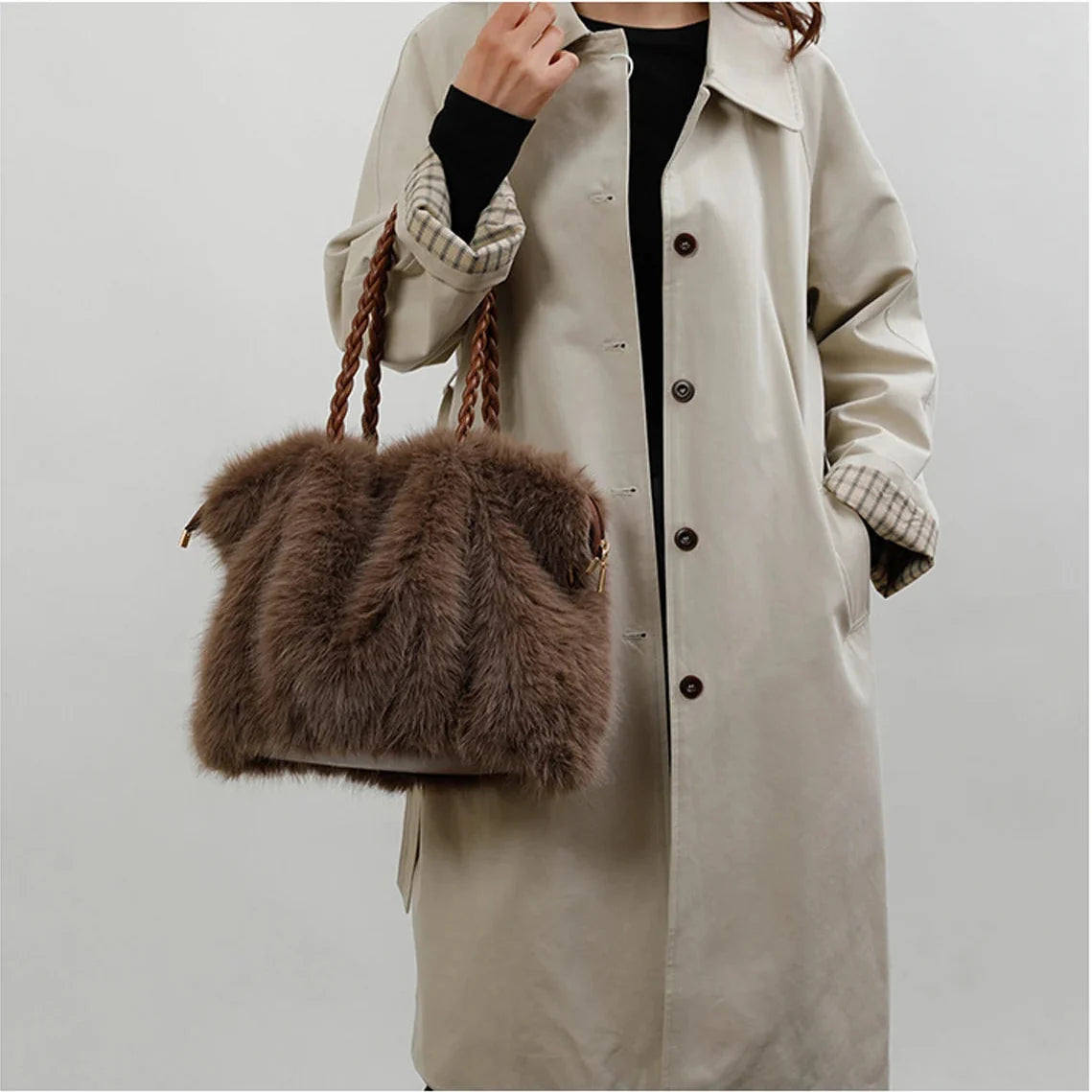 Melanie Faux Mink Fur Tote