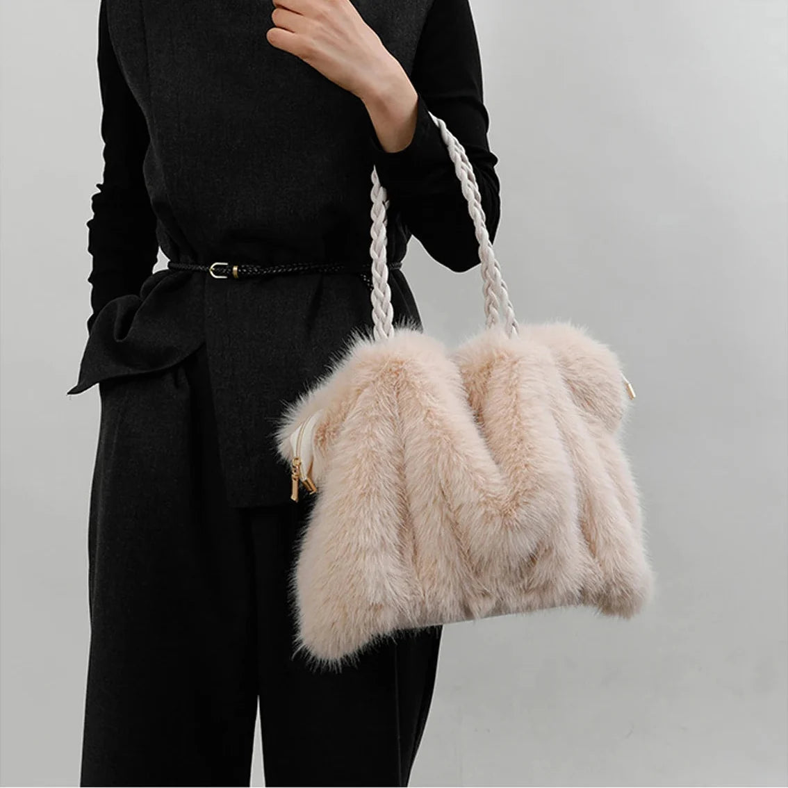Melanie Faux Mink Fur Tote