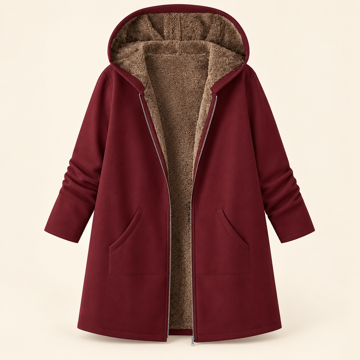 Evelyn | Cozy Sherpa-Lined Hooded Cardigan Coat