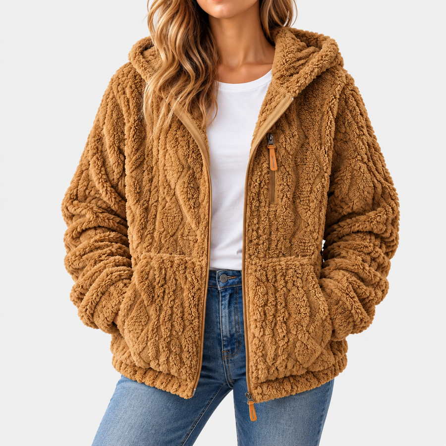 Adeline | Cozy Textured Fleece Zip-Up Jacket
