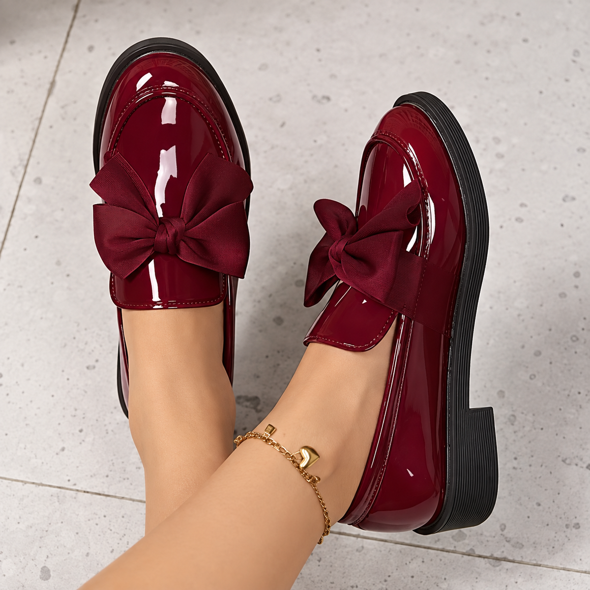 Mabel – Bow-Detail Patent Loafers