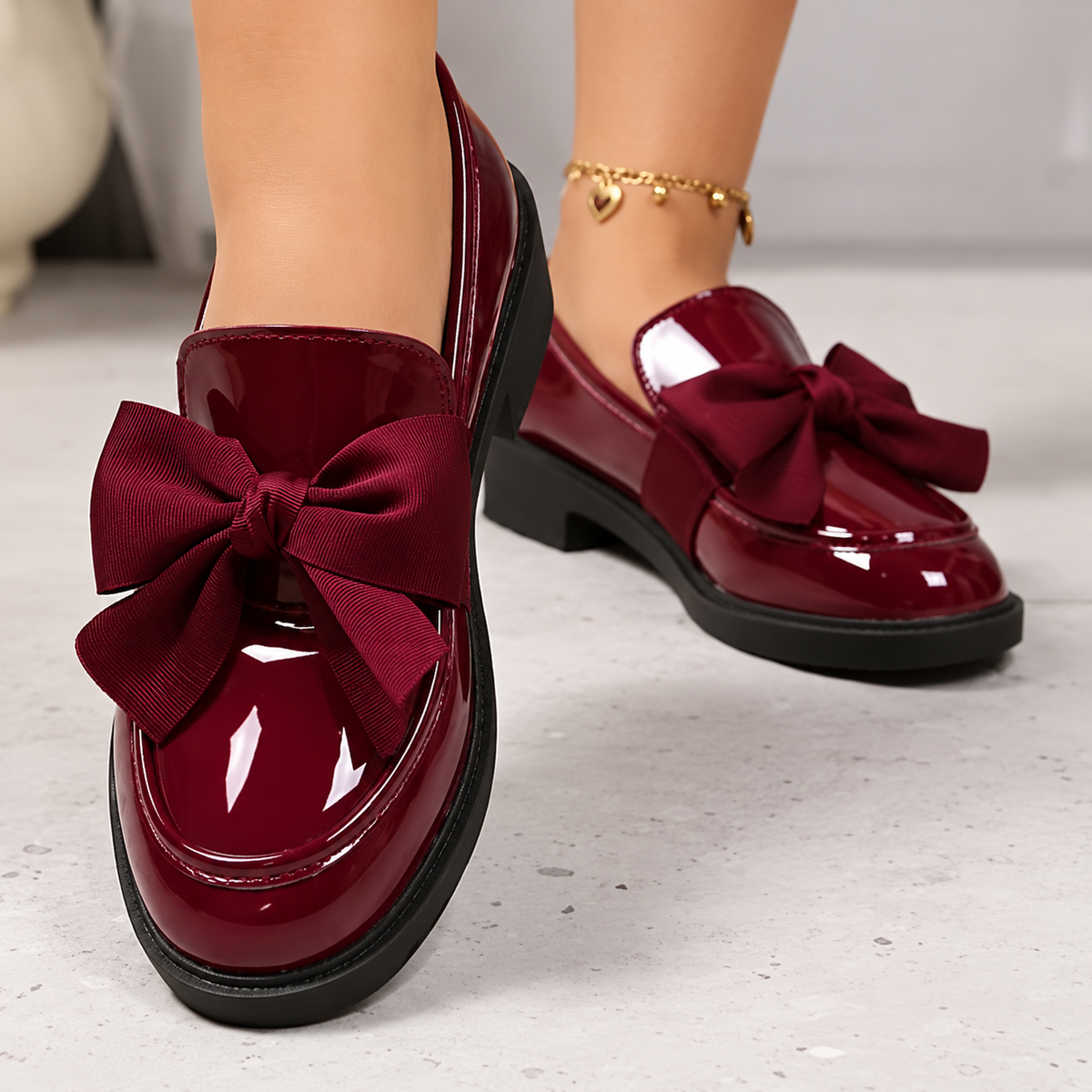 Mabel – Bow-Detail Patent Loafers
