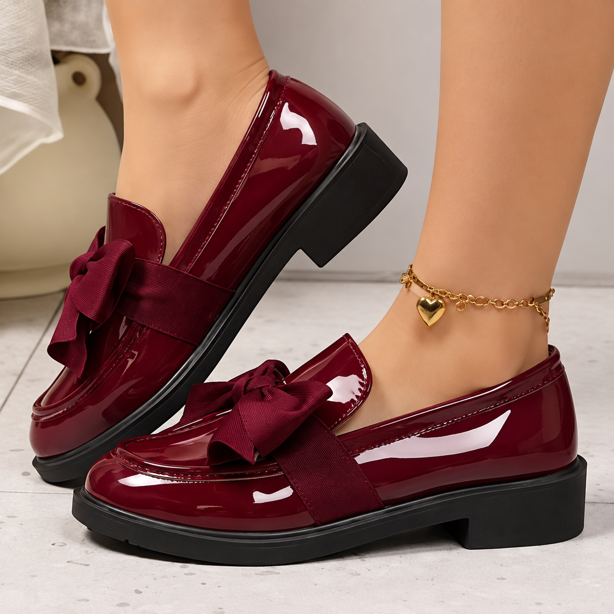 Mabel – Bow-Detail Patent Loafers