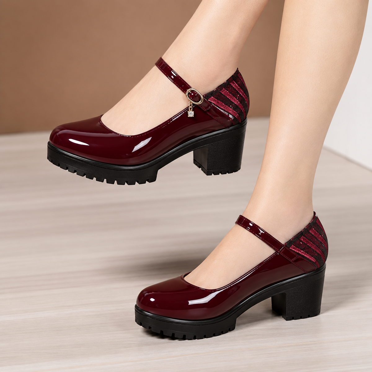 Daphne – Patent T-Strap Loafers