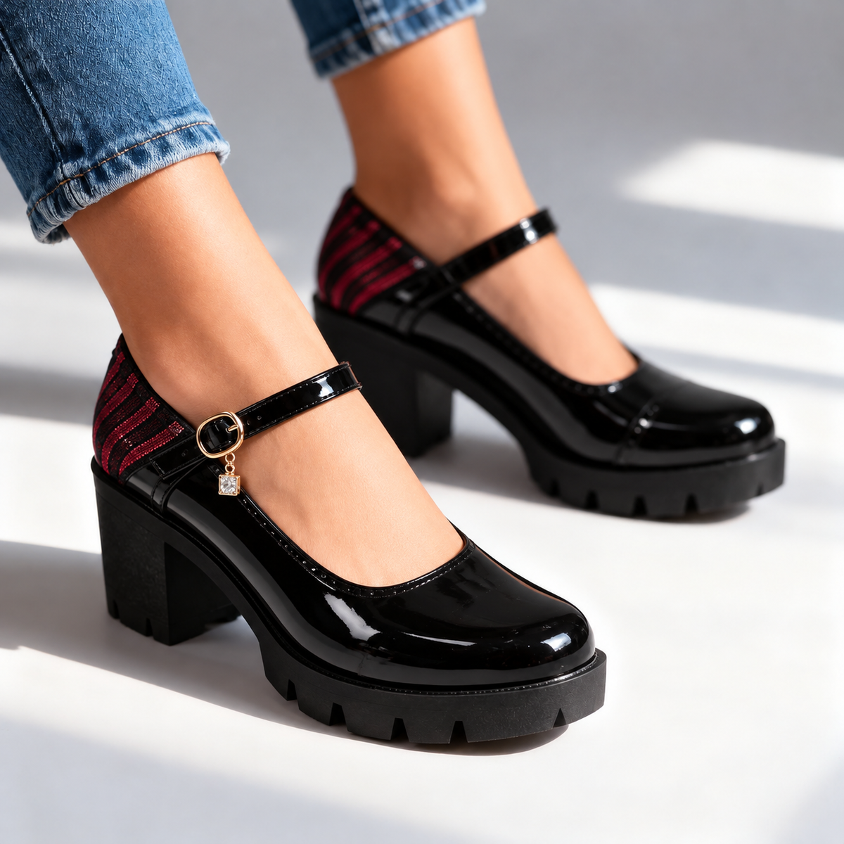 Daphne – Patent T-Strap Loafers