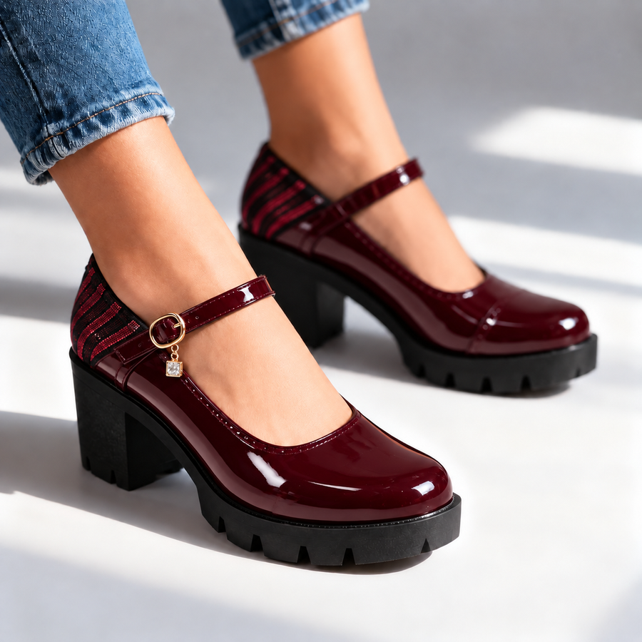 Daphne – Patent T-Strap Loafers