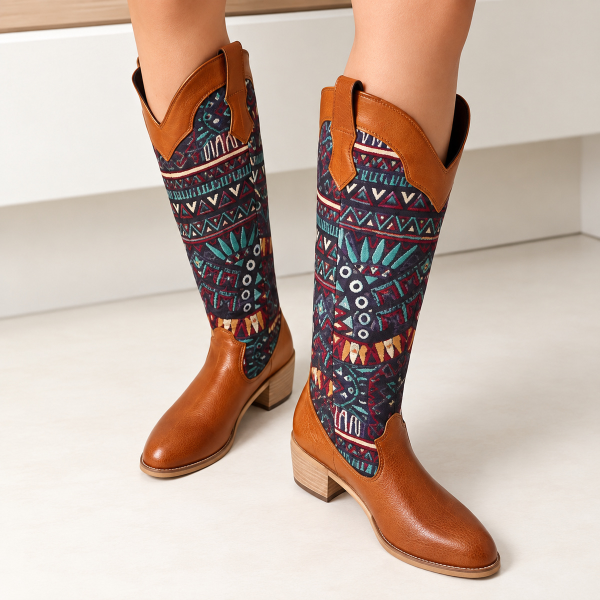 Maribel – Patterned Western Boots