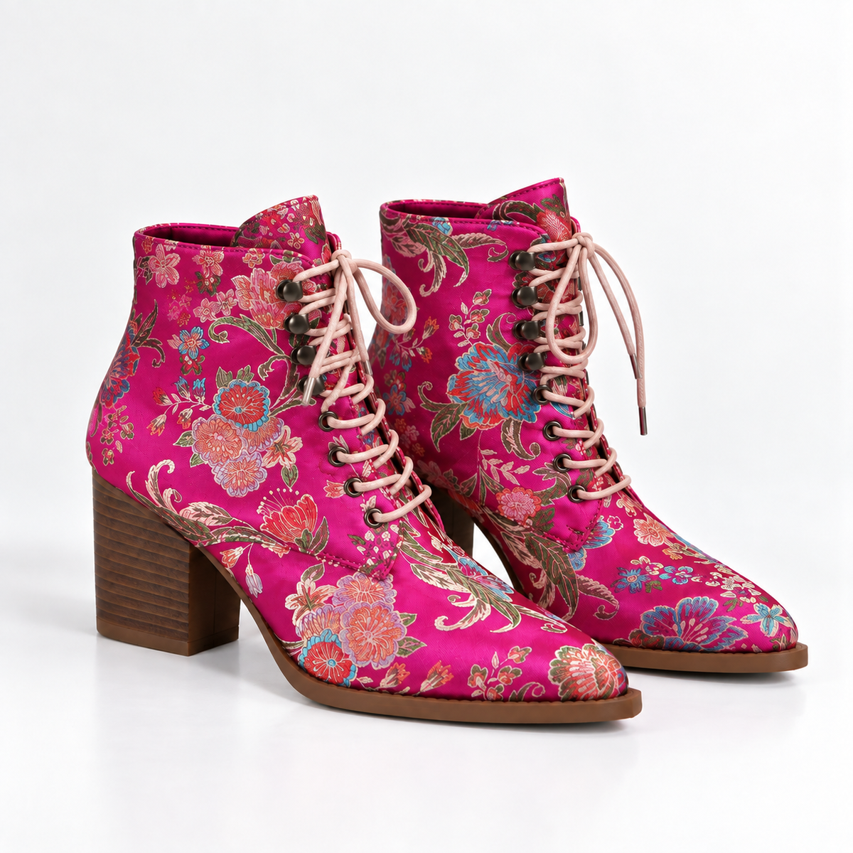 Elowen – Floral Lace-Up Ankle Boots