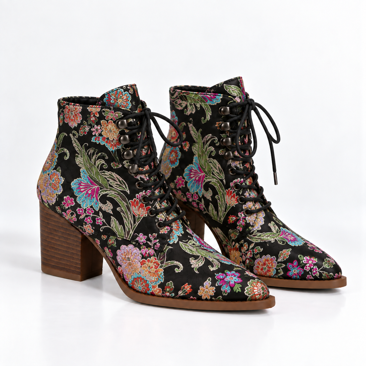 Elowen – Floral Lace-Up Ankle Boots