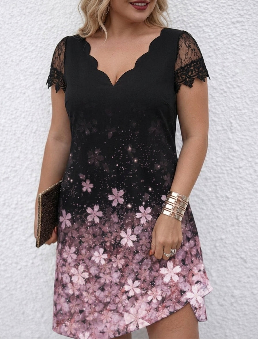 Rosaline | Lace Sleeve Blush Bloom Dress