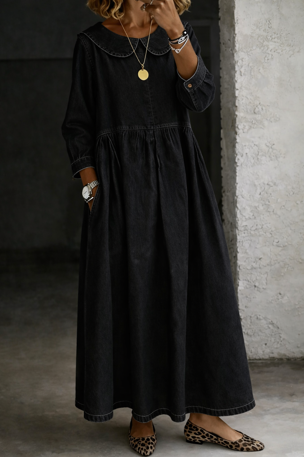 Yvette | Peter Pan Collar Maxi Dress