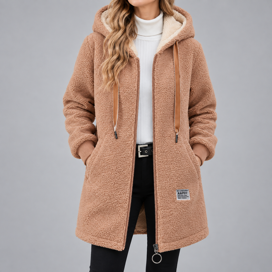 Harper – Cozy Hooded Sherpa Coat