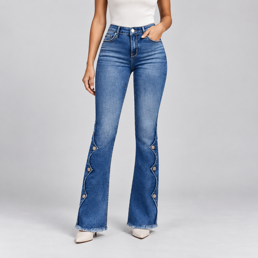 Camilla – High-Waisted Distressed Flare Jeans