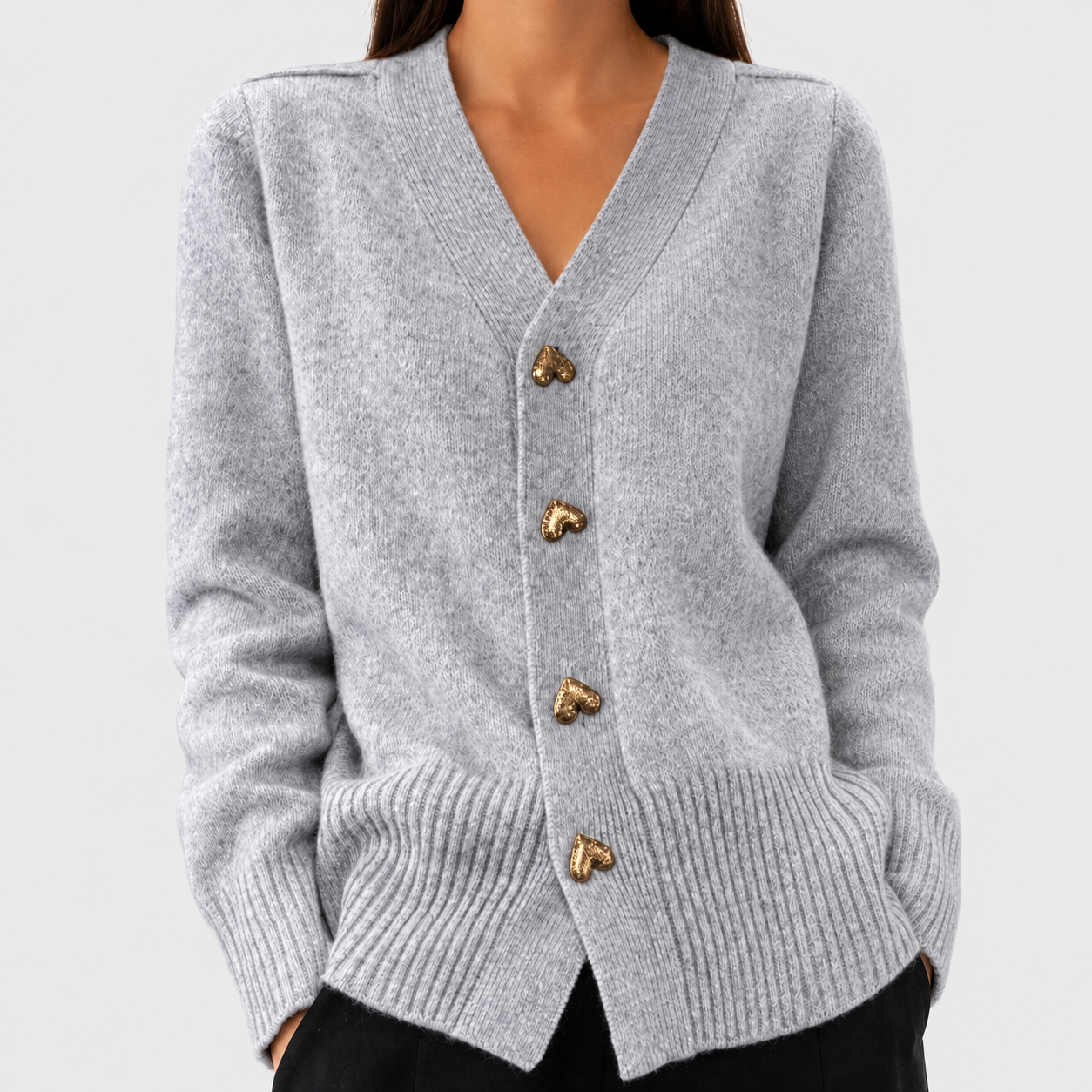 Michaela | Women's V-Neck Button-Front Cardigan
