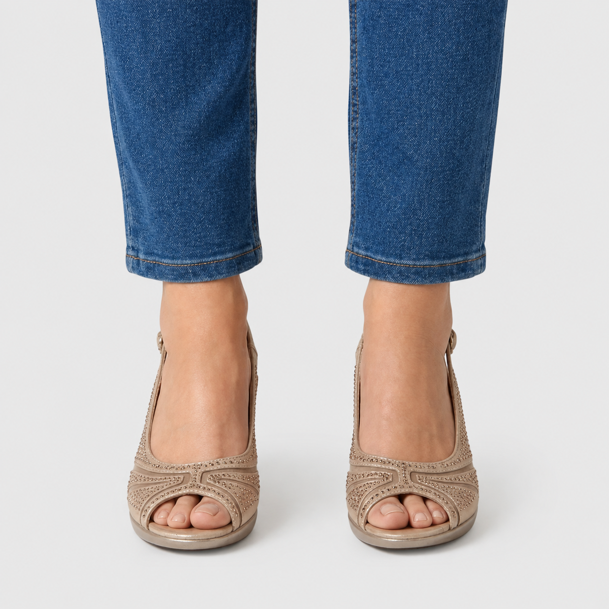 Heather™ | Elegant Rhinestone Peep Toe Slingback Heels